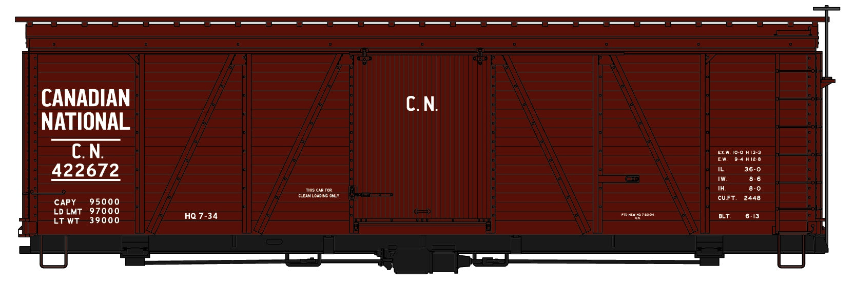 Accurail 1154 Ho 36'Fowler Wood Boxcar Cn
