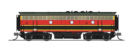 Broadway Limited 6878 N Scale EMD F7B - Sound and DCC - Paragon4 -- Kansas City Southern 70B (Freight Belle Scheme, red, black, yellow)