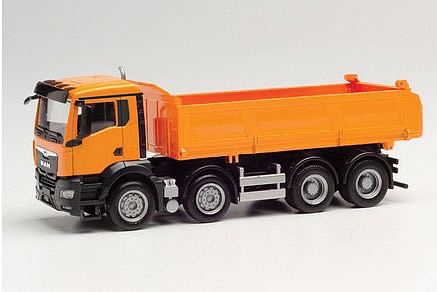 Herpa 312837 HO Scale MAN TGS Dump Truck - Assembled -- Orange, Black