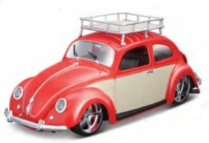 Maisto 32614RED 1/18 1951 VW Beetle Custom (Met. Red w/Cream Doors/Roof Rack) (D)
