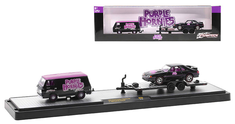 M2Machines 36000-56-C 1/64 Scale Purple Hornies - 1965 Ford Econoline Delivery Van