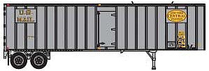 Trainworx 4043219 N Scale Flexi-Van 40' Exterior-Post Semi Trailer with Curb Door - Assembled -- New York Central 19 (silver, yellow, US Mail Markings)