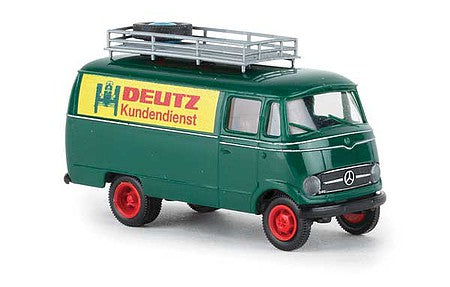 Brekina 36042 HO Scale 1956-1968 Mercedes-Benz L 319 Kasten Cargo Van - Assembled -- Deutz Kundendienst (green, yellow, red, German Lettering)