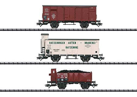 Trix 24148 HO Scale Type Gm Boxcar, Coal Gondola and Beer Reefer - Era I - Ready-to-Run -- Royal Prussian Railway Administration (Mixed Schemes)