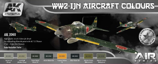 AK Interactive 2060 Air Series: WWII IJN Aircraft Acrylic Paint Set (8 Colors) 17ml Bottles