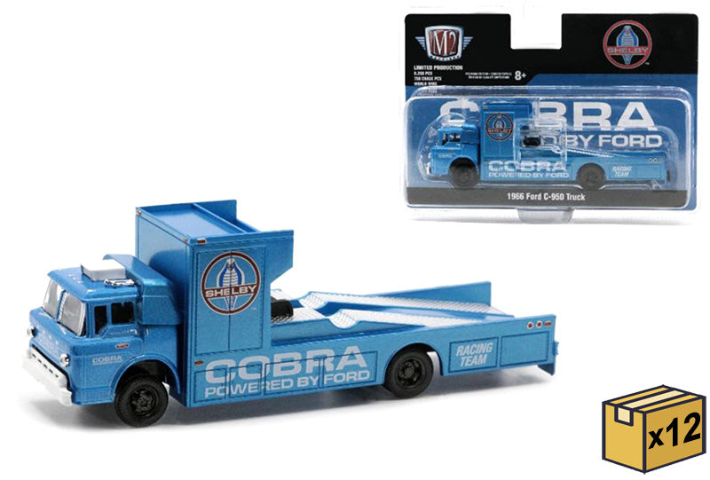 M2Machines 39100-HS03-CASE 1/64 Scale Shelby Cobra - 1966 Ford C-950 Car Hauler