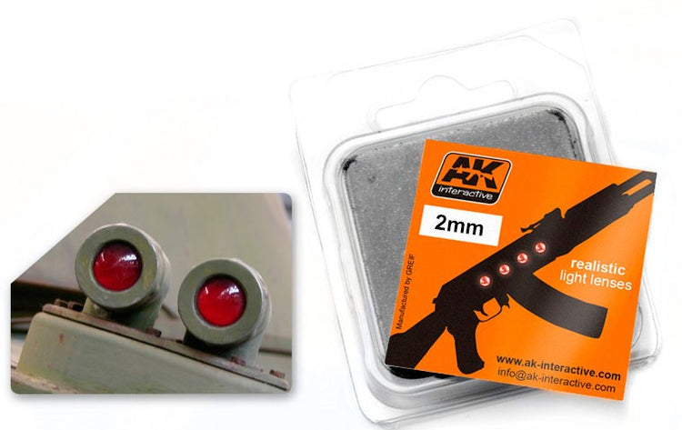 AK Interactive 207 Red Light Lenses 2mm (4)