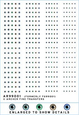 Archer Fine Transfers 99001 Waterslide Decals: Human Eyeball for 54mm, 1/32, 1/35, 450mm to 1/8 scale
