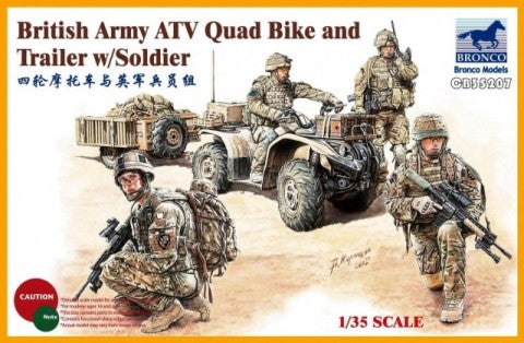 Bronco Models 35207 1/35 British Army ATV Quad Bike & Trailer w/Soldier