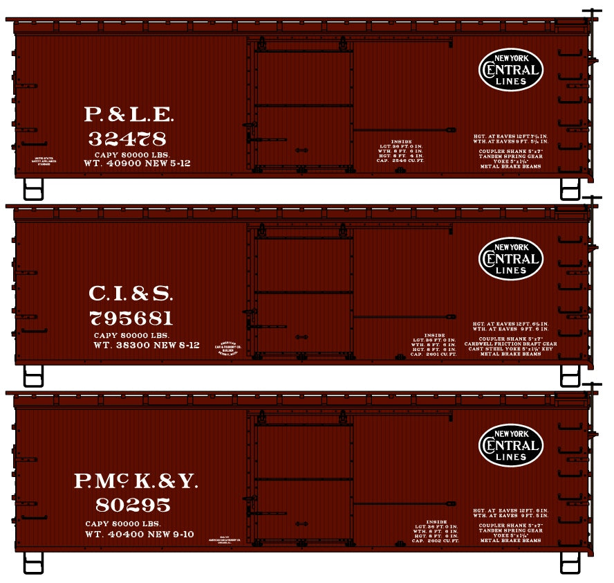 Accurail 8086 36' Wood Boxcar 3Pk Nycl
