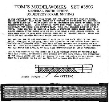 Toms Model Works 3503 1/350 US Destroyer & Escort Rail Netting