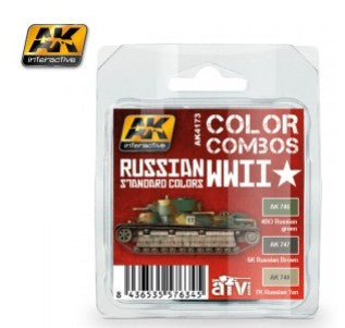 AK Interactive 4173 Color Combos: Russian WWII Standard Acrylic Paint Set (3 Colors) 17ml Bottles (D)