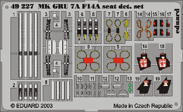 Eduard 49227 1/48 Aircraft- Mk GRU7A F14A Seat Detail Set for HSG (Painted)