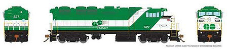 Rapido Trains 19009 HO Scale GMD F59PH - Standard DC -- GO Transit 527 (green, white, Special Logo)