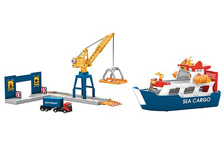 Marklin 72223 HO Scale Freight Ship and Harbor Crane Set - My World -- Ship, Truck, Container, Pier and Crane