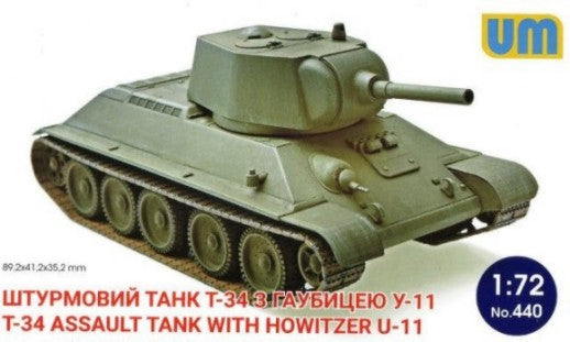 Unimodel 440 1/72 T34 Assault Tank w/U11 Howitzer Gun