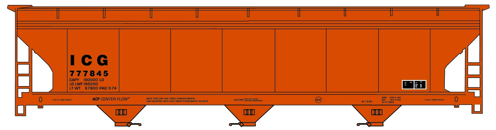 Accurail 20742 Ho 3Bay Acf Hopper Icg