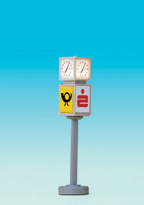 Brawa 4574 N Scale Clock w/Advertising Cube