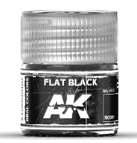AK Interactive RC1 Real Colors: Flat Black Acrylic Lacquer Paint 10ml Bottle