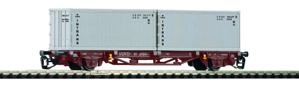 Piko 47724 TT Scale TT Flatcar w/2x20' Containers "Intrans" CSD IV