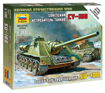 Zvezda 6211 1/100 Soviet Su100 Self-Propelled Gun Tank (Snap)