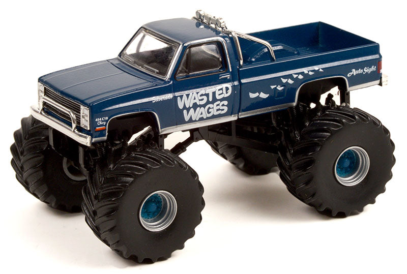 Greenlight 49100-D 1/64 Scale Wasted Wages - 1987 Chevrolet Silverado Monster Truck