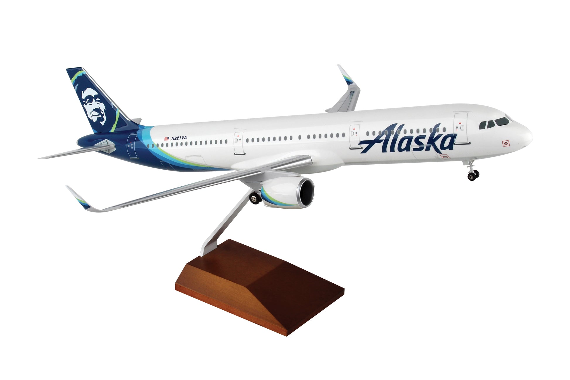 Skymarks Supreme SKR8420 Skymarks Alaska A321Neo 1/100 W/Wood Stand & Gear
