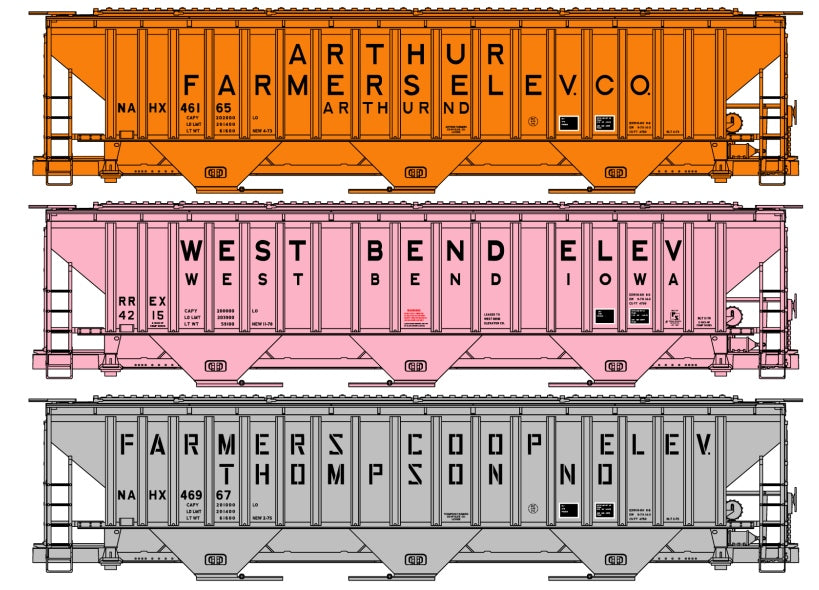 Accurail 8078 Ho Ps Cvd Hopper 3#Set