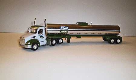 Trucks 'N Stuff TNS065 HO Scale Peterbilt 579 Day-Cab Tractor with Food-Grade Trailer - Assembled -- Silva Trucking (white, green, chrome)
