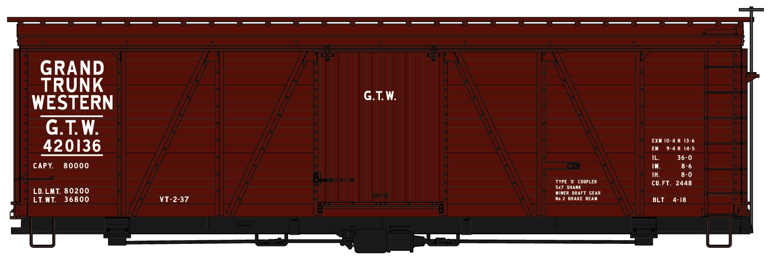 Accurail 1173 Ho 36'Fowler Wood Bxcar Gtw