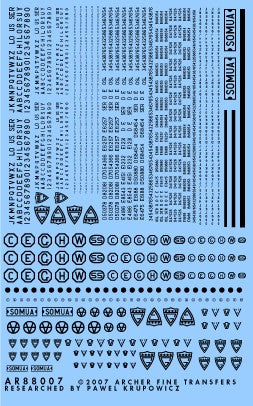 Archer Fine Transfers 88007 Surface Details: Armor Casting Symbols/Markings (Various Scales)