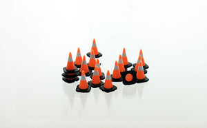 3D To Scale 50-110-3C 1/50 Scale Traffic Cones - 18 pack black white and