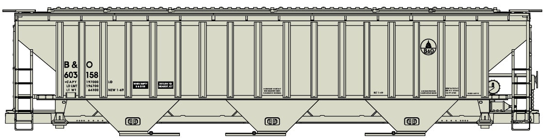 Accurail 80681 Ho Ps 3Bay Cvd Hop B&O