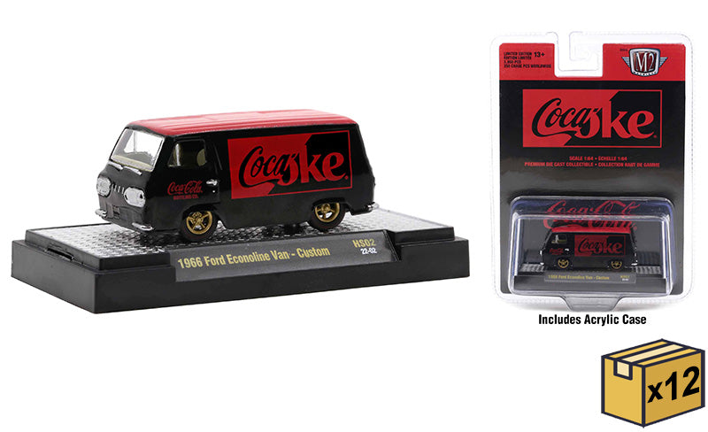 M2Machines 51500-HS02-CASE 1/64 Scale Coca-Cola - 1966 Ford Econoline Custom Van on