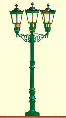 Brawa 5223 HO Scale Historic Park Light -- Triple-Arm Upright, 3-1/2" Height