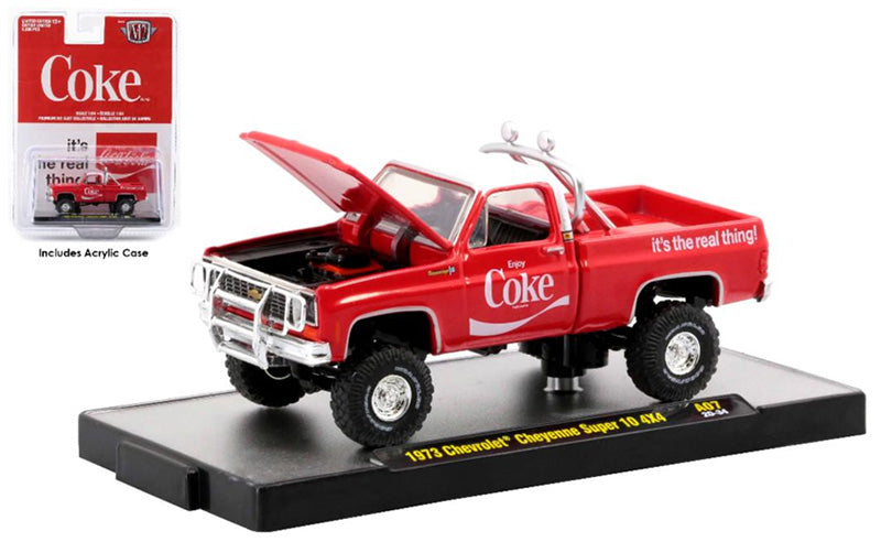 M2Machines 52500-A07-A 1/64 Scale Coca-Cola - 1973 Chevrolet Cheyenne Super 10 4x4