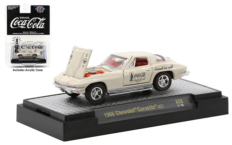 M2Machines 52500-A08-B 1/64 Scale Coca-Cola - 1966 Chevrolet Corvette 427 M2 Coca-Cola