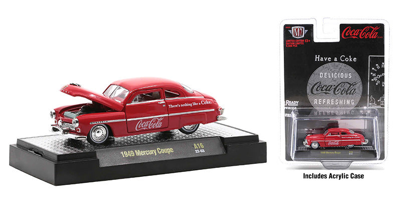 M2Machines 52500-A16-A 1/64 Scale Coca-Cola - 1949 Mercury Coupe M2 Coca-Cola Release