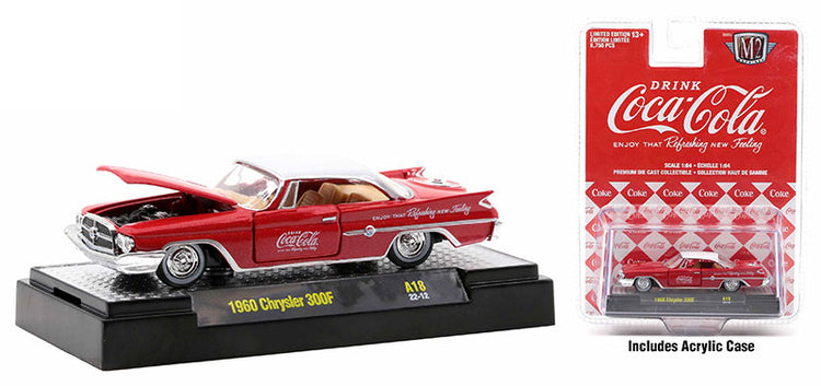 M2Machines 52500-A18-B 1/64 Scale Coca-Cola - 1960 Chrysler 300F M2 Coca-Cola Release