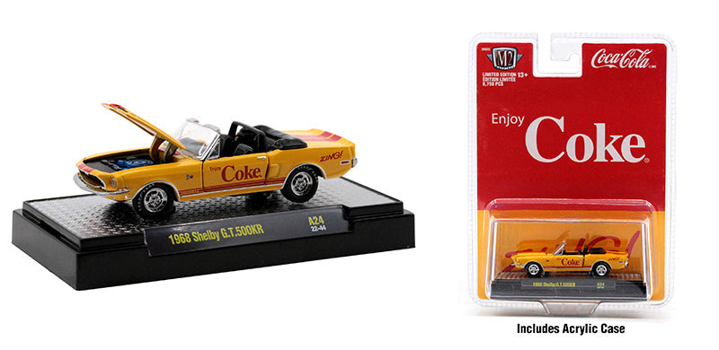 M2Machines 52500-A24-C 1/64 Scale Coca-Cola - 1968 Shelby G.T. 500KR M2 Coca-Cola