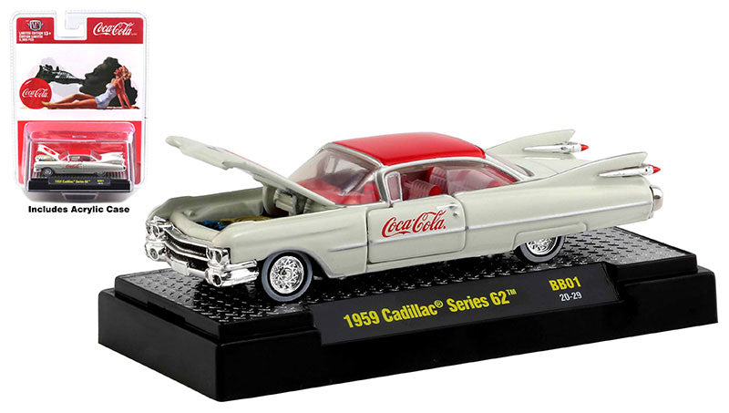 M2Machines 52500-BB01-C 1/64 Scale Coca-Cola - 1959 Cadillac Series 62 M2 Coca-Cola