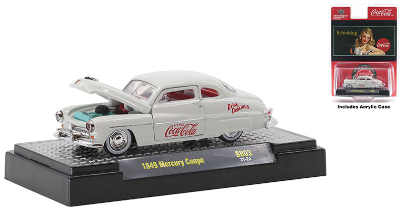 M2Machines 52500-BB03-A 1/64 Scale Coca-Cola - 1949 Mercury Coupe M2 Coca-Cola Release