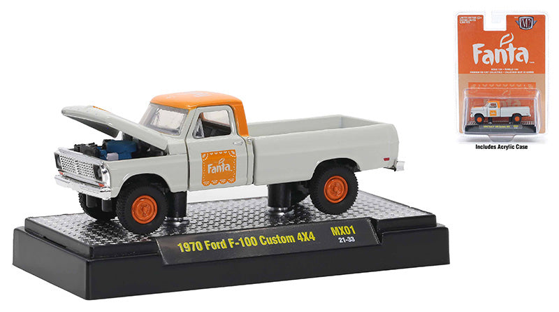M2Machines 52500-MX01-A 1/64 Scale Fanta - 1970 Ford F-100 Custom 4x4 M2