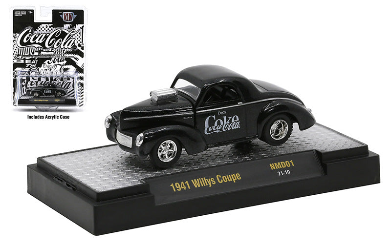 M2Machines 52500-NMD01-C 1/64 Scale Coca-Cola - 1941 Willys Coupe M2 Coca-Cola Release