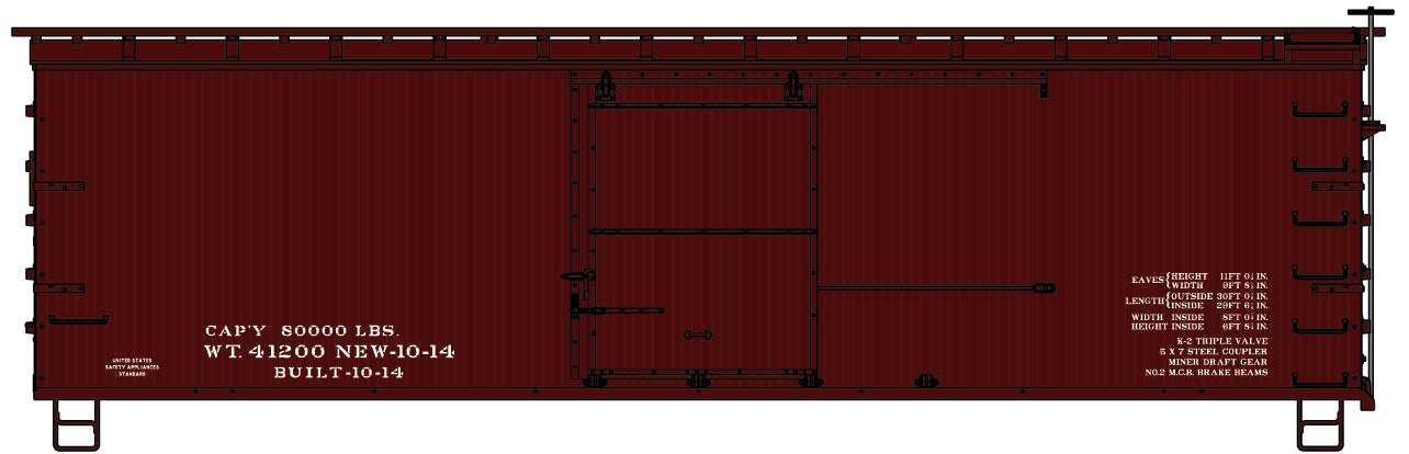 Accurail 1798 Ho 36'Dbl Sht Wood Boxcar Data
