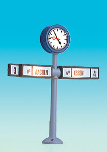Brawa 5290 HO Scale Illuminated Clock -- Platform w/Train Direction Signs, 2" High