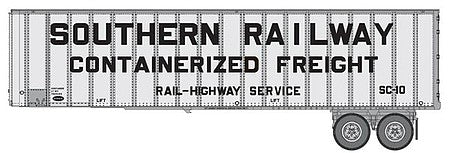 Walthers Scenemaster 2614 HO Scale Flexi-Van 40' Trailer 2-Pack - Assembled -- Southern Railway (Containerized Freight; end doors)