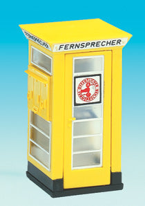 Brawa 5447 HO Scale Lighted Telephone Booth -- FH 32 Era III/IV (yellow)