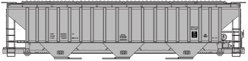 Accurail 6596 Ho Ps Grain Hopper Data Lt Gry