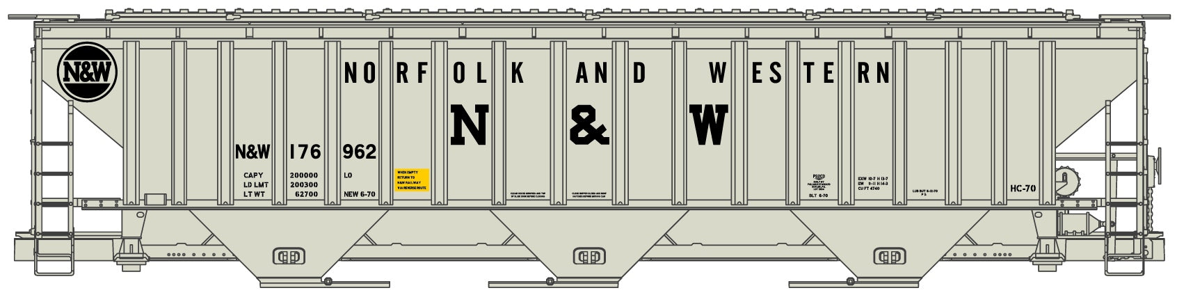 Accurail 6524 Ho 3-Bay Cvd Hopper N&W